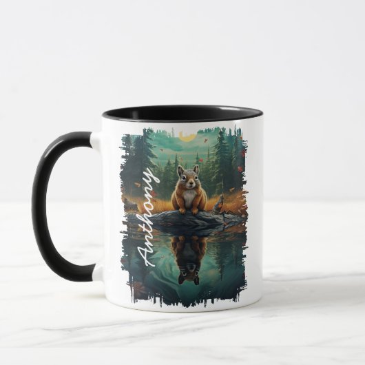 Chipmunk auf Rock Forest Reflection Tasse (Links)
