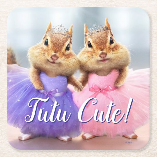 Chipmunk Ballerina Duo Rechteckiger Pappuntersetzer (Vorderseite)