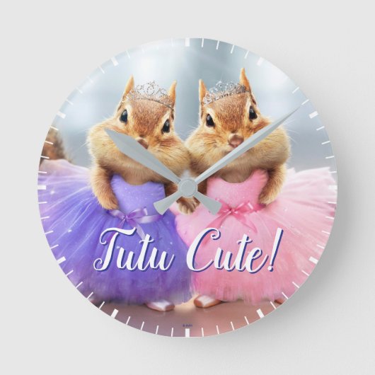 Chipmunk Ballerina Duo Runde Wanduhr (Vorderseite)