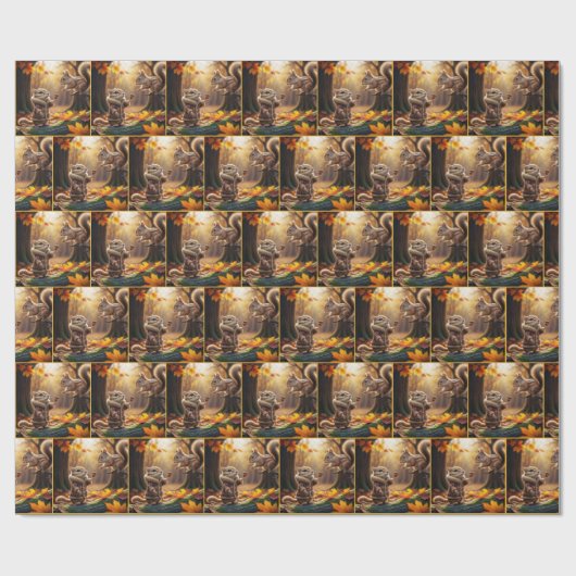 Chipmunk-Begegnung in einem Herbstwald Geschenkpapier (Flach)