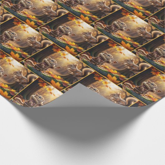 Chipmunk-Begegnung in einem Herbstwald Geschenkpapier (Ecke)