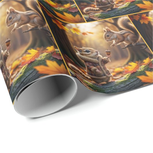 Chipmunk-Begegnung in einem Herbstwald Geschenkpapier (Rolleneckpunkt)