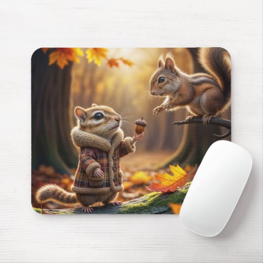 Chipmunk-Begegnung in einem Herbstwald Mousepad (Mit Mouse)