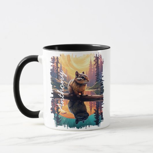 Chipmunk bei Sunset Lake Reflection Tasse (Links)
