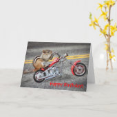 Chipmunk Biker Riding a Motorrad Karte (Gelbe Blume)