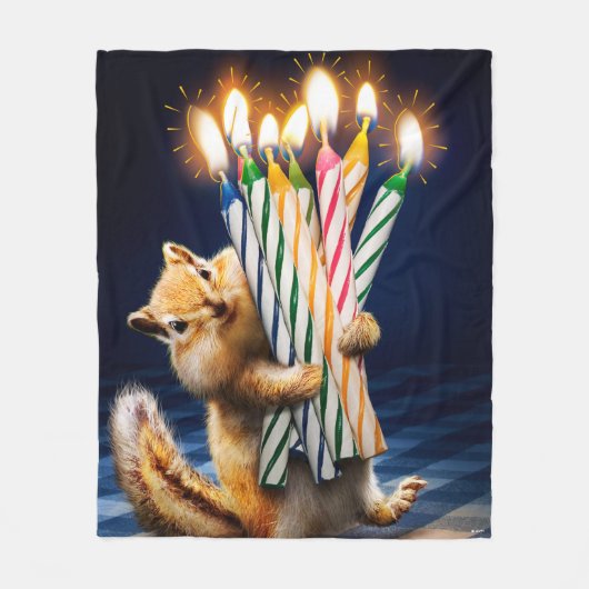 Chipmunk Birthday Candles Fleecedecke (Vorderseite)