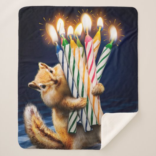 Chipmunk Birthday Candles Sherpadecke (Vorderseite)