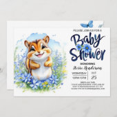 Chipmunk Blue Boy Baby Shower Einladung (Vorne/Hinten)