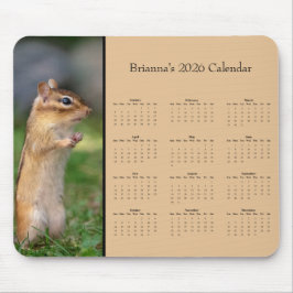 Chipmunk - Customizable full year 2026 calendar Mousepad