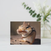 Chipmunk, der sein Gesicht erstickt Postkarte (Stehend Vorderseite)