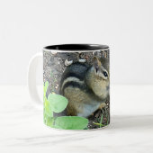 Chipmunk Eating And Collecting In The Garden Photo Zweifarbige Tasse (Vorderseite Links)