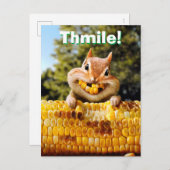 Chipmunk Eating Corn Einladungspostkarte (Vorne/Hinten)