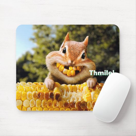 Chipmunk Eating Corn Mousepad (Mit Mouse)