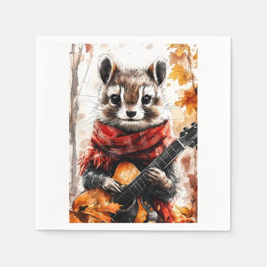 Chipmunk Guitar Melody Serviette (Vorderseite)