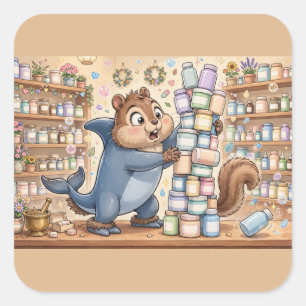 Chipmunk-Hai-Apotheker-Aufkleber Quadratischer Aufkleber