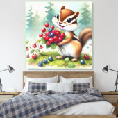 Chipmunk hält Beeren Leinwanddruck (Insitu (Schlafzimmer))