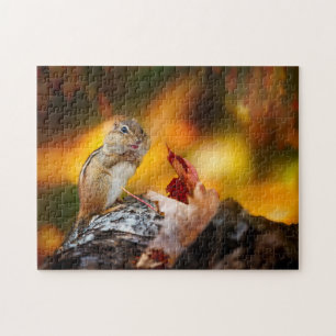 Chipmunk Herbst Essen für den langen Winter Puzzle