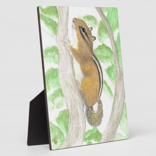 Chipmunk im Apple Tree Fotoplatte (Seite)