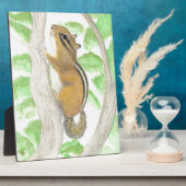 Chipmunk im Apple Tree Fotoplatte (Seite)