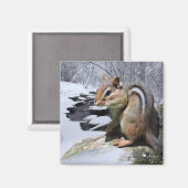 Chipmunk im Schnee Magnet (Vorderseite/Rückseite)