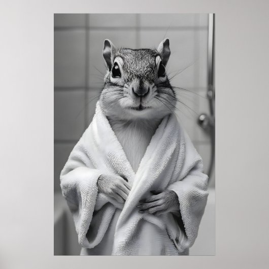 Chipmunk in Bathrobe Print, Funny Bathroom Wall Poster (Vorne)