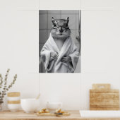 Chipmunk in Bathrobe Print, Funny Bathroom Wall Poster (Küche)