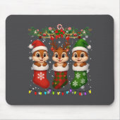 Chipmunk In Christmas Socks Lights Chipmunk Xmas L Mousepad (Vorne)