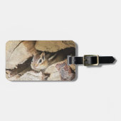 Chipmunk in einem Holzstapel Gepäckanhänger (Vorderseite horizontal)