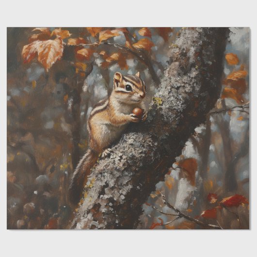 Chipmunk in einer Baumdekoupage Geschenkpapier (Flach)
