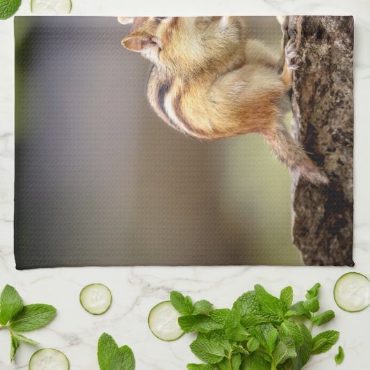 Chipmunk isst Erdnuss Geschirrtuch (Gefaltet)