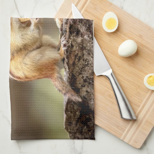 Chipmunk isst Erdnuss Geschirrtuch (Viertel Falte)