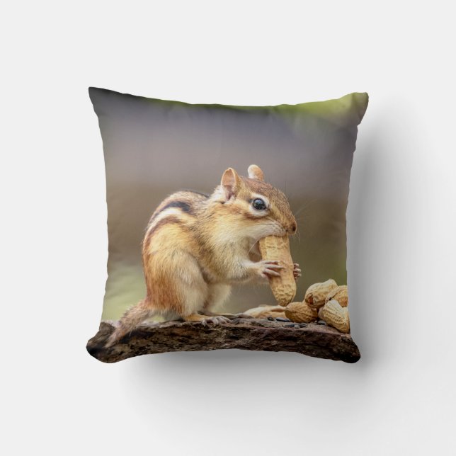 Chipmunk isst Erdnuss Kissen (Vorderseite)
