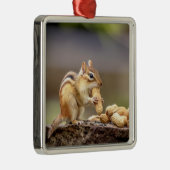 Chipmunk isst Erdnuss Silbernes Ornament (Rechts)