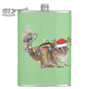 Chipmunk Lover Xmas Lighting Santa Chipmunk Xmas Flachmann