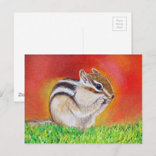 Chipmunk-Malerei Postkarte (Vorne/Hinten)