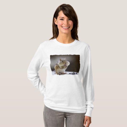 Chipmunk mit Backen-vollem Foto T-Shirt (Vorne ganz)