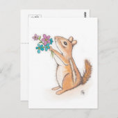Chipmunk mit Blume Bouquet Postkarte (Vorne/Hinten)