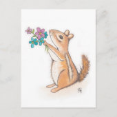 Chipmunk mit Blume Bouquet Postkarte (Vorderseite)