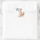 Chipmunk mit Blume Bouquet Quadratischer Aufkleber (Tasche)
