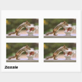 Chipmunk mit China Teacup Rechteckiger Aufkleber (Blatt)