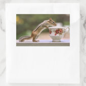 Chipmunk mit China Teacup Rechteckiger Aufkleber (Tasche)