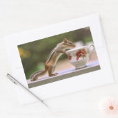 Chipmunk mit China Teacup Rechteckiger Aufkleber (Umschlag)