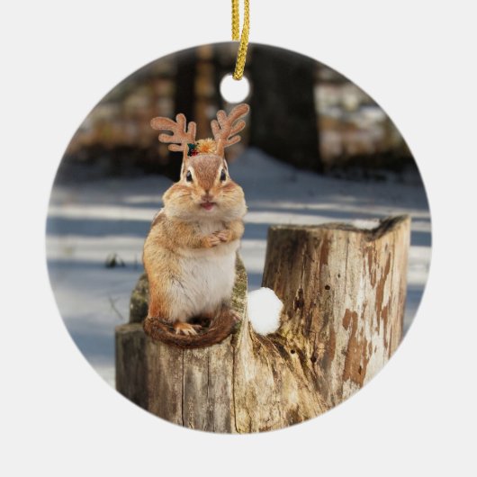 Chipmunk mit den Geweihen! Keramik Ornament (Vorne)