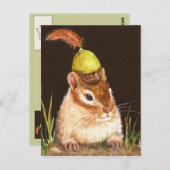 Chipmunk mit Eichel und Kardinal Federkarte Postkarte (Vorne/Hinten)