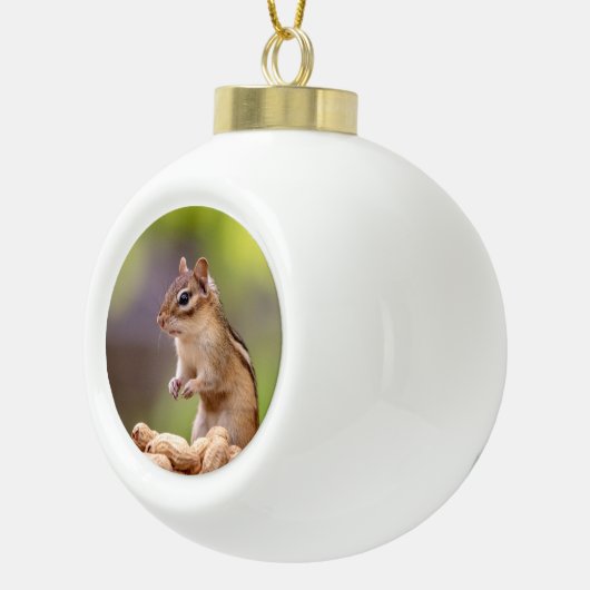Chipmunk mit Erdnüssen Keramik Kugel-Ornament (Rechts)