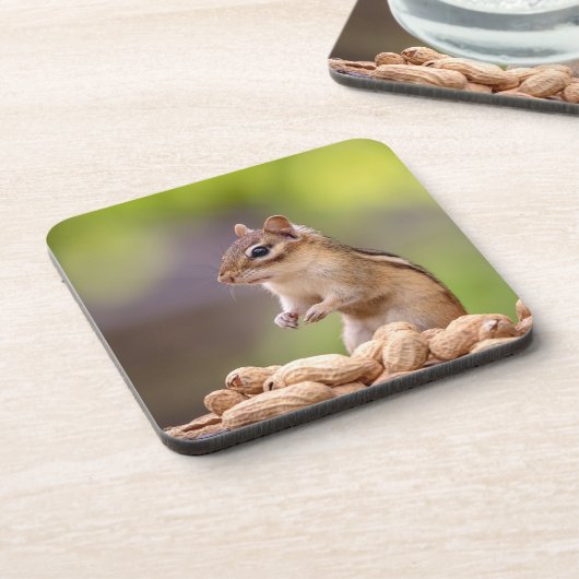Chipmunk mit Erdnüssen Untersetzer (Linke Seite)