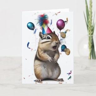 Chipmunk mit geklappter Party-Grußkarte Dankeskarte
