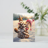 Chipmunk mit Kiefernklotz Einladungspostkarte (Stehend Vorderseite)