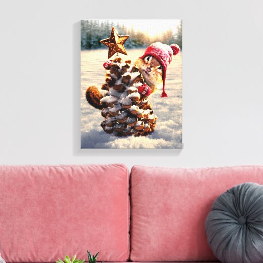 Chipmunk mit Kiefernklotz Leinwanddruck (Insitu (Wohnzimmer))