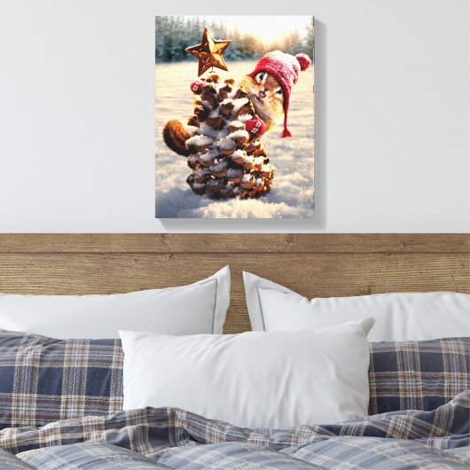 Chipmunk mit Kiefernklotz Leinwanddruck (Insitu (Schlafzimmer))